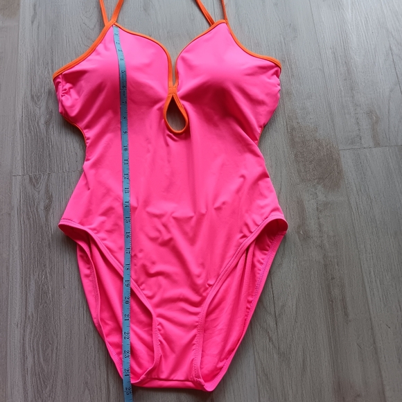 NEW Kate Spade One Piece Swimsuit Radiant Pink Orange Low Back Keyhole Size XL - Picture 6 of 10